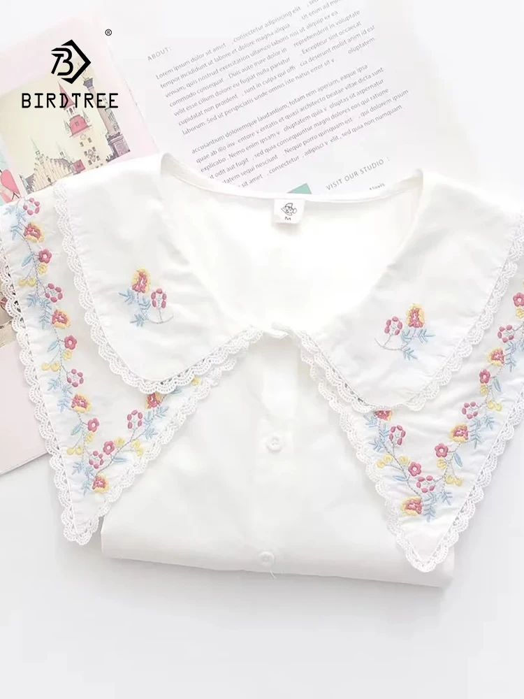 Новинка Весенняя хлопковая рубашка с вышивкой женские кружевные топы отложным