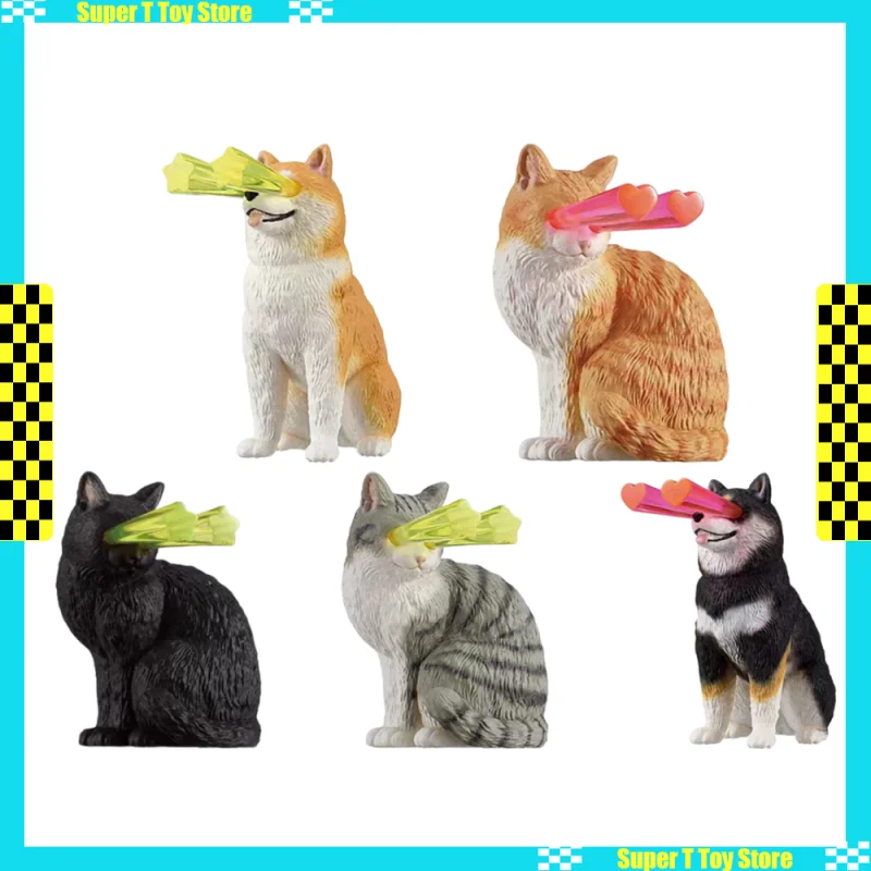 Фото Горячая новинка! Фигурки Gashapon Laser Eyes: Собака Шиба-ину, Оранжевый Кот Табби, Черный Кот – Смоляные Фигурки с Лазерным Лучом для Декора Дома и Офиса №1
