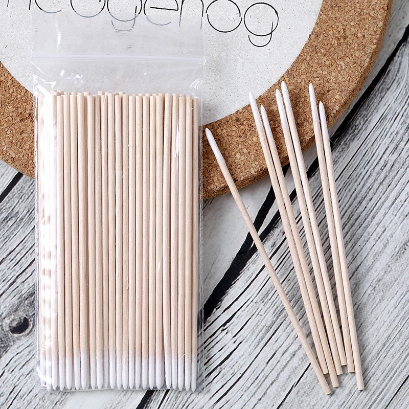 

Cotton Swab Woody Sticks 300 PCS Mini Toothpicks For Ears Thin Buds Makeup Cleaning Reusable Microbrushes Fine Tip 70MM Eyebrow