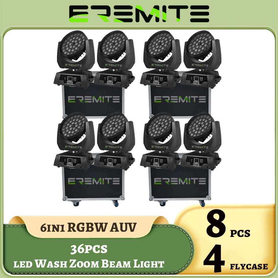 0 налог 8 шт. флейка зум движущаяся головка флейта 36x18 Вт RGBWAUV 6 в 1 сенсорный экран