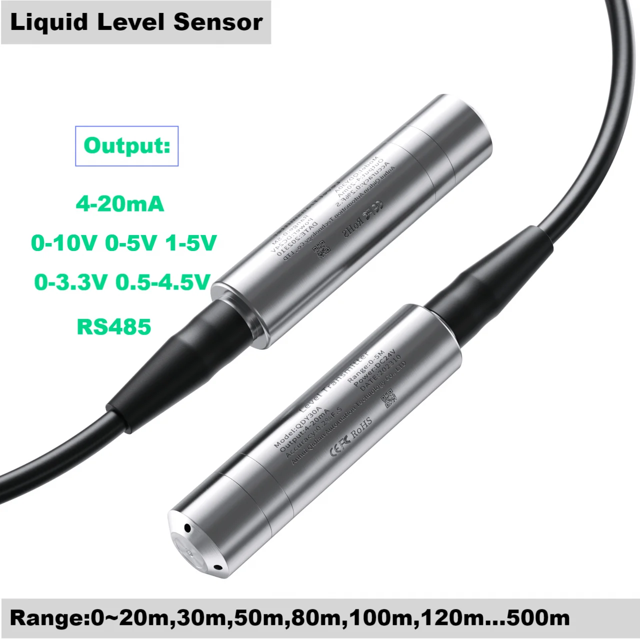 30 м передатчик датчика уровня жидкости для глубокой скважины резервуара 4-20 мА 40 60