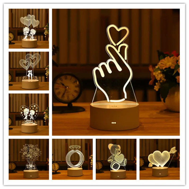 

Акриловый светодиодный ночсветильник, 3D лампа, декор для вечевечерние, любовь, ночсветильник для дома, спальни, Декор, неоновая лампа на нов...