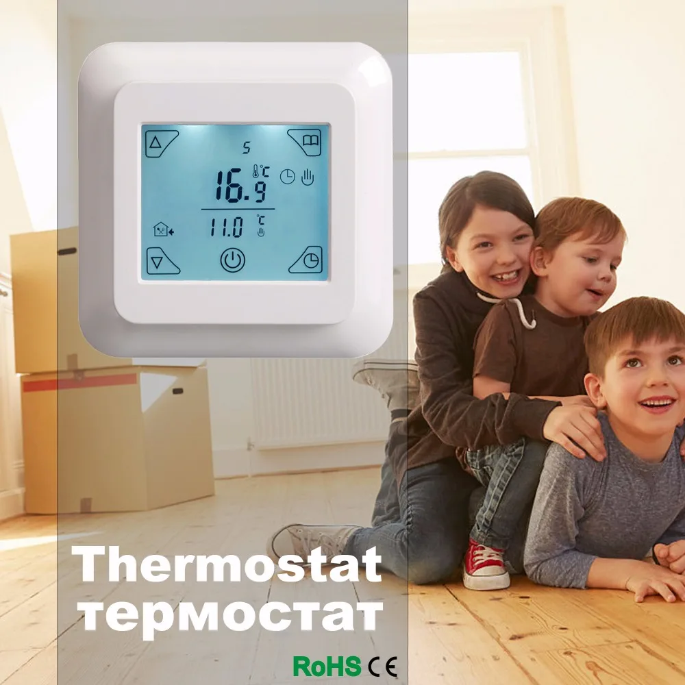 

Touch screen thermostat electric thermostat room thermostat underfloor heating programmable thermostat 16A V8.716