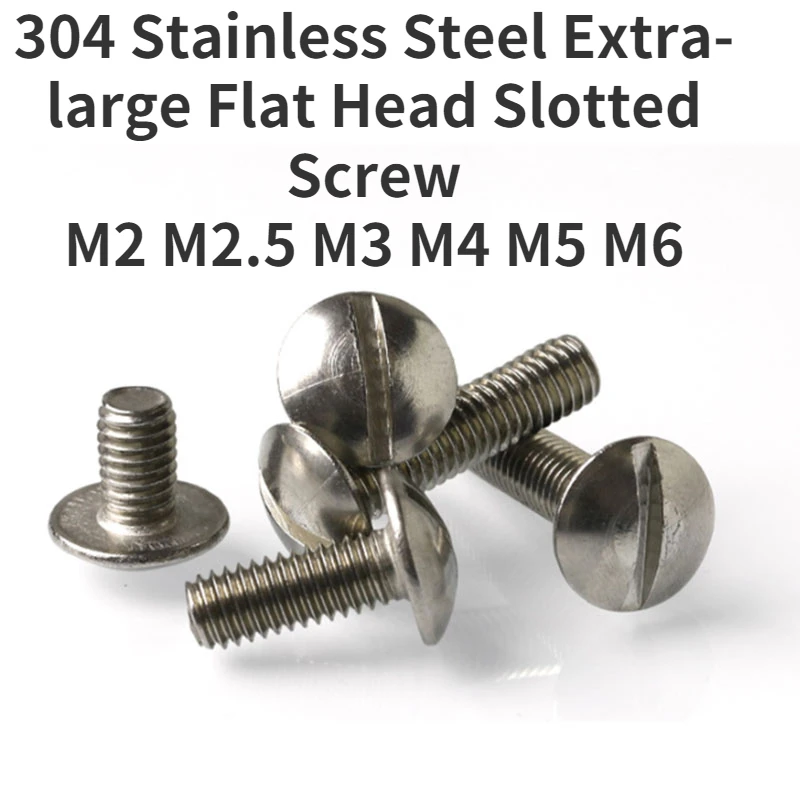 

1/5/10 шт. GB947 304 очень большие плоские шлицевые винты из нержавеющей стали болты с плоской круглой головкой M2 M2.5 M3 M4 M5 M6
