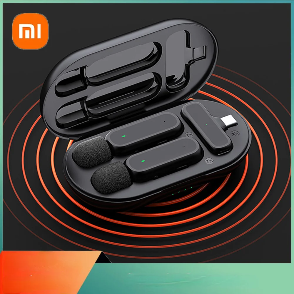 

Xiaomi Wireless Lavalier Microphone with Portable Charging Box Audio Video Noise Cancel Record Plug-and-Play Mic for IOS Android