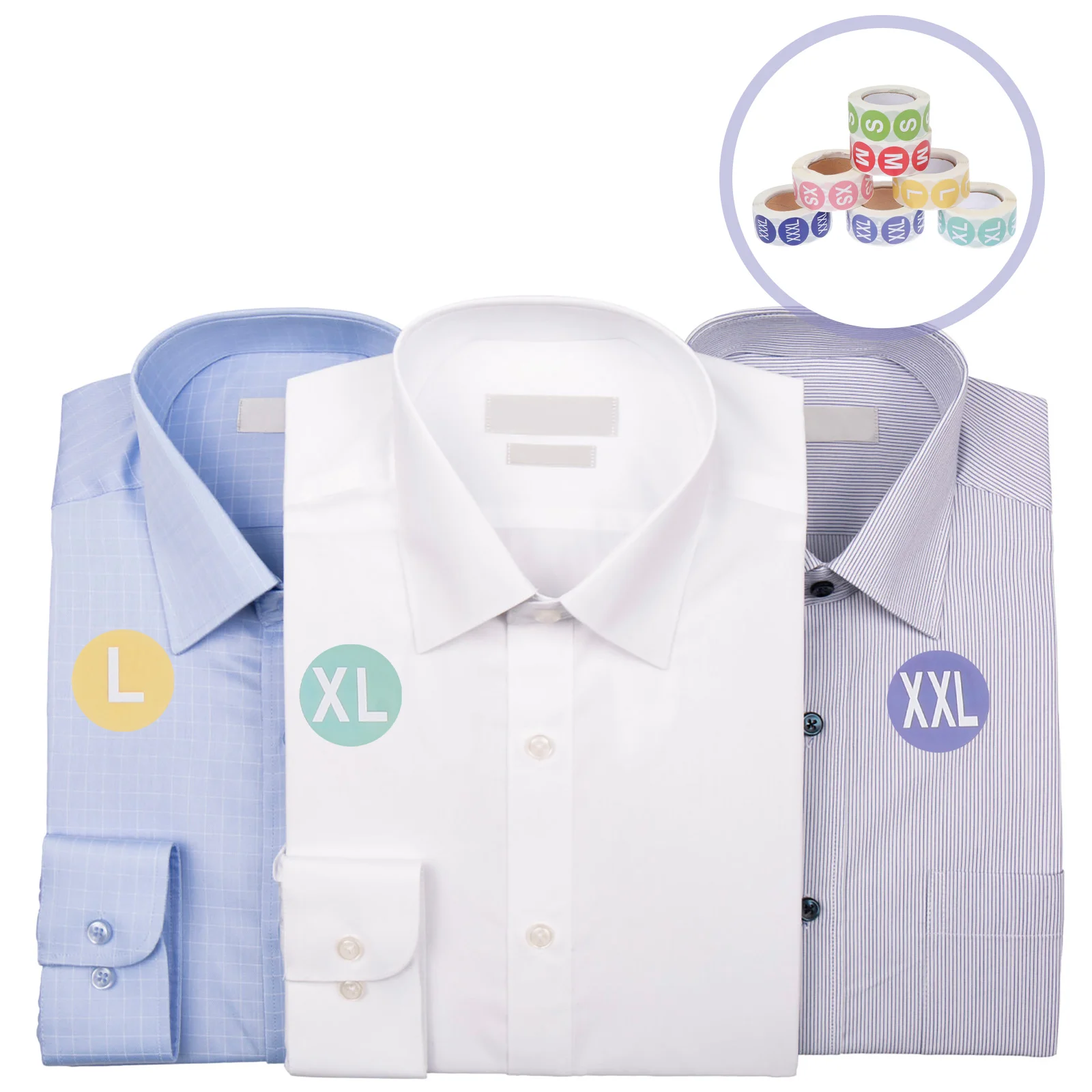 

7Rolls Self-adhesive Label Size Sticker Round Sticker Apparel Size Label for Stores Shop