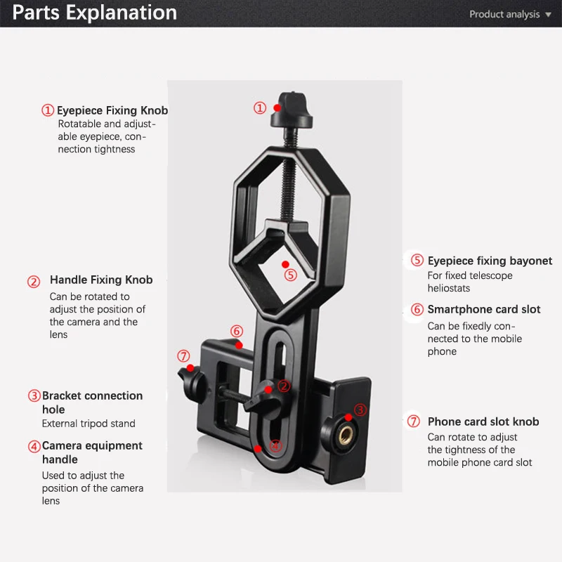 Адаптер с пружинным зажимом для объектива сотового телефона
