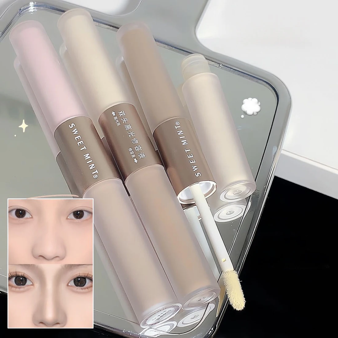 

Liquid Contouring Stick Highlight 2 In 1 Brightens Skin Warm Tone Grey Brown Nose Shadow Contour Matte Highlighter Face Bronzer