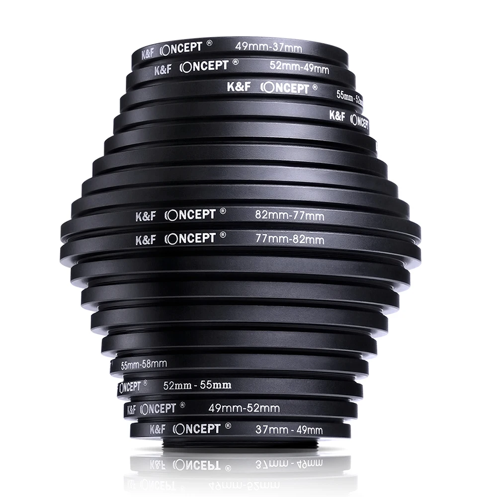 K&ampF CONCEPT 18Pcs Camera Lens Filter Step Up Down Adapter Ring Set 37-82mm 82-37mm for Canon Nikon Sony DSLR |