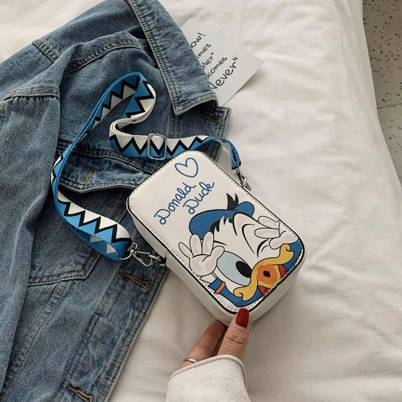 Disney Women Bag Girls Shoulder Bag Crossbody Bag Cute Cartoon Mickey Mouse Donald Duck Print Baby Phone Bag Mini Coin Purse