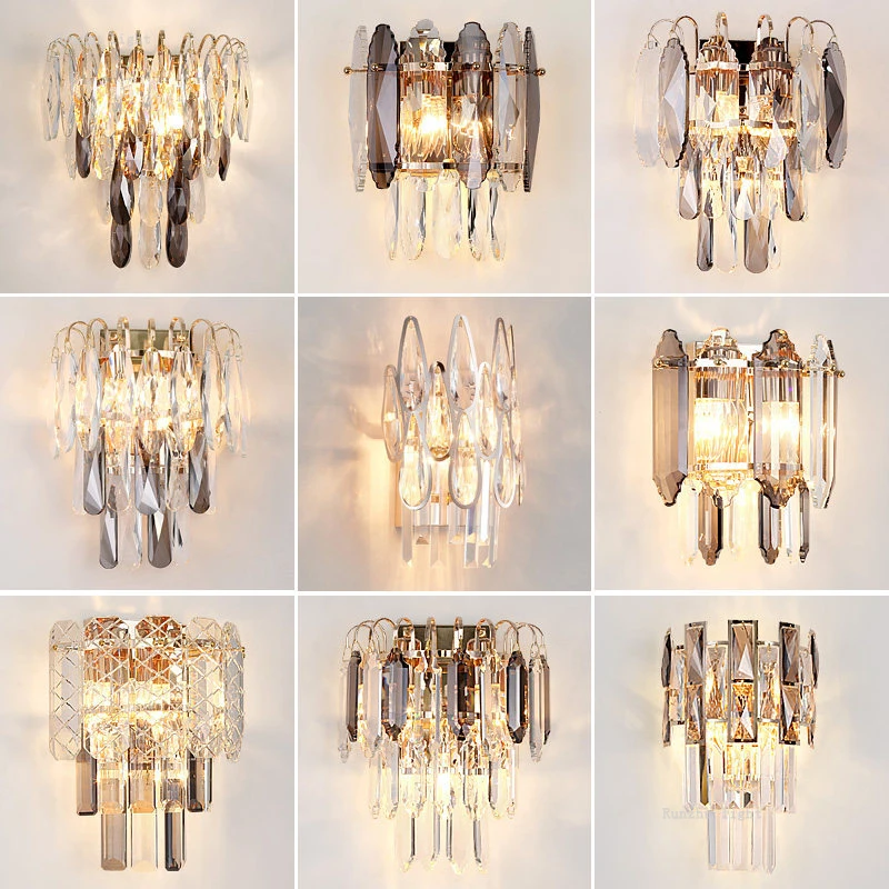 

Living Room Background Simple Creative Personality Corridor Stairs Bedroom Bed Light Luxury Crystal Wall Lamp Locker room