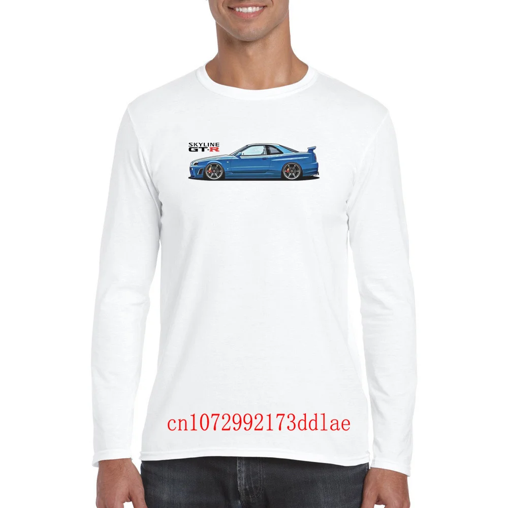 

Новая футболка Nissan Skyline GTR R34 BNR34 JDM, хлопковая Футболка с принтом на заказ