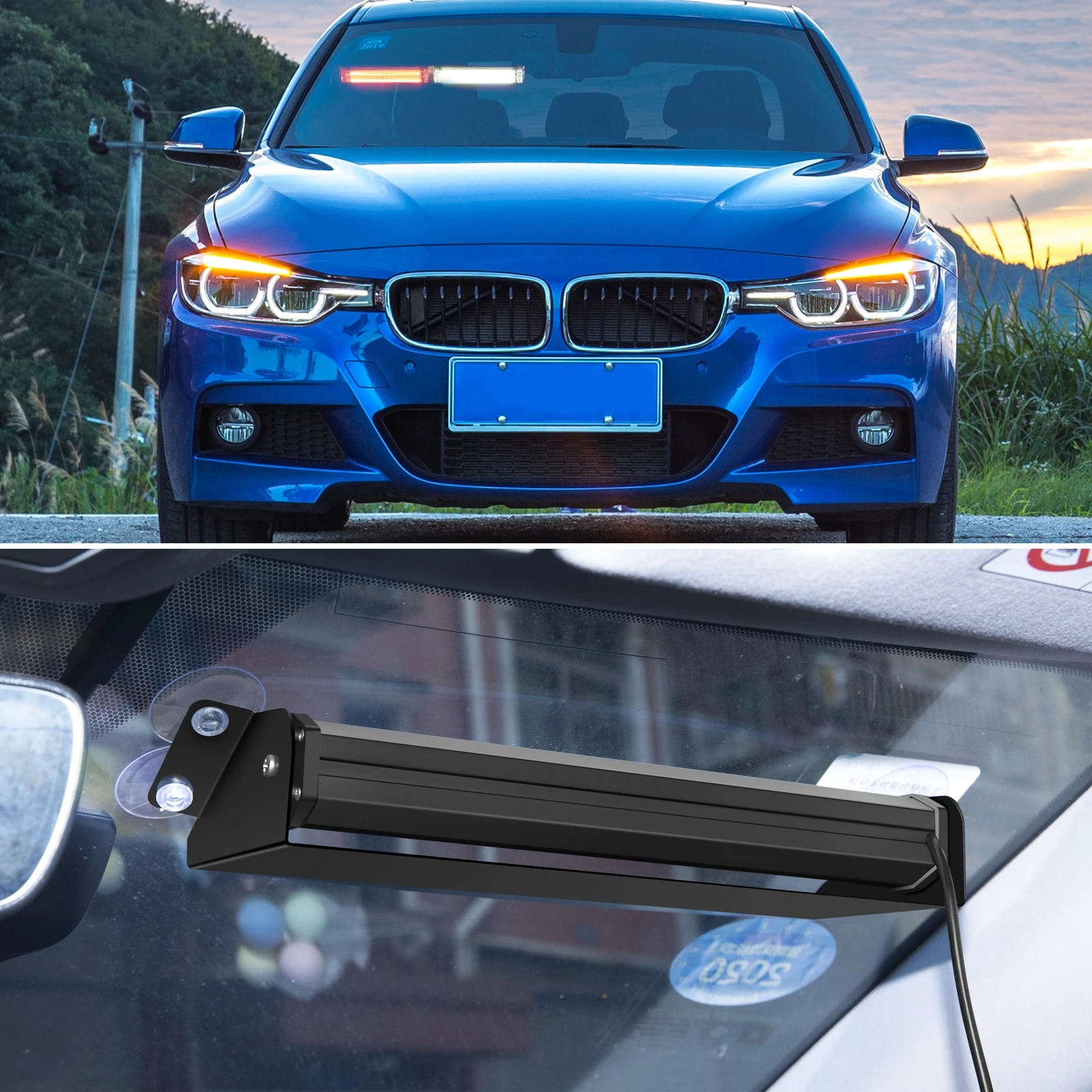 Красный синий желтый светодиод автомобильный стробоскоп на ветровое стекло