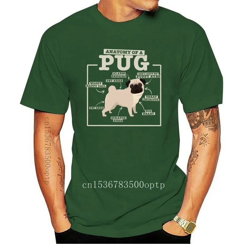 

New 2021 Short Sleeve Casual Pug Shirt Anatomy of A Pug T-Shirt Man T Shirt Good Quality