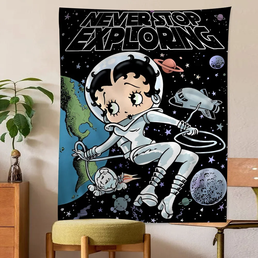 Гобелен В Стиле Аниме Betti Настенный Декор С Милым Дизайном Boop Цветочным Принтом