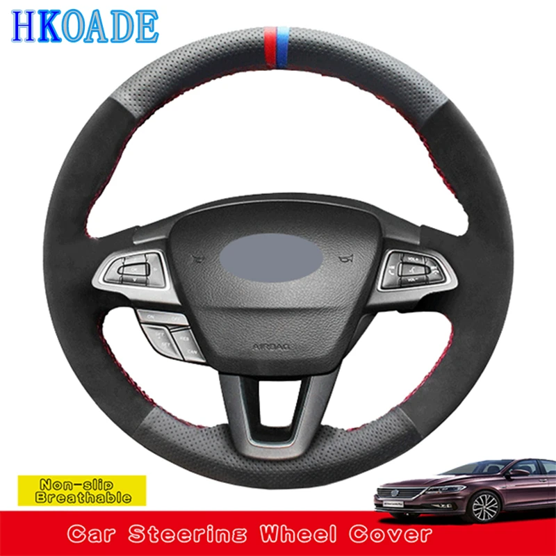 

Замшевый чехол на руль из натуральной кожи на заказ для Ford Focus 3 2015-2018 Kuga 2016-2019 Escape C-MAX Ecosport 2018-2019