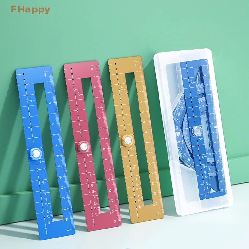 

4PCS/Set Aluminum Alloy Ruler Drawing Measurement Geometry TriangleRuler straightedge Protractor A variety of rulers