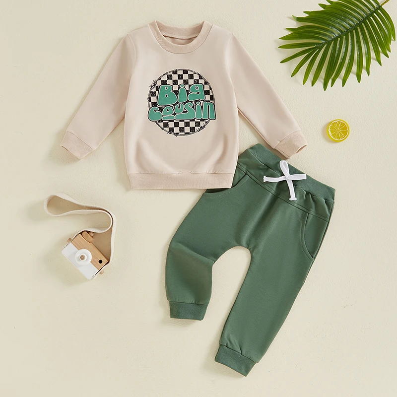 Костюм для малышей с длинным рукавом и принтом букв