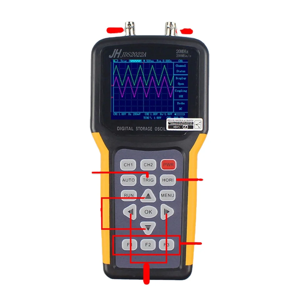 

Jinhan JDS2022A Oscilloscope Appliances 200M 20MHz Bandwidth 2 Channel Handheld Multimeter JDS2012A Digital Storage Oscilloscope