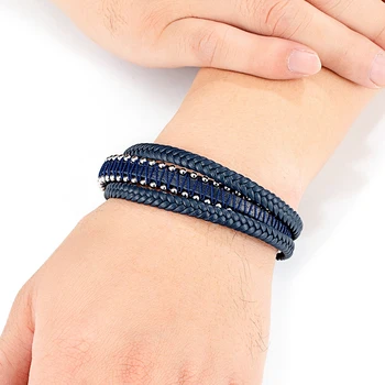 Classic Stainless Steel Bracelets - Black Blue Brown Color Punk 5