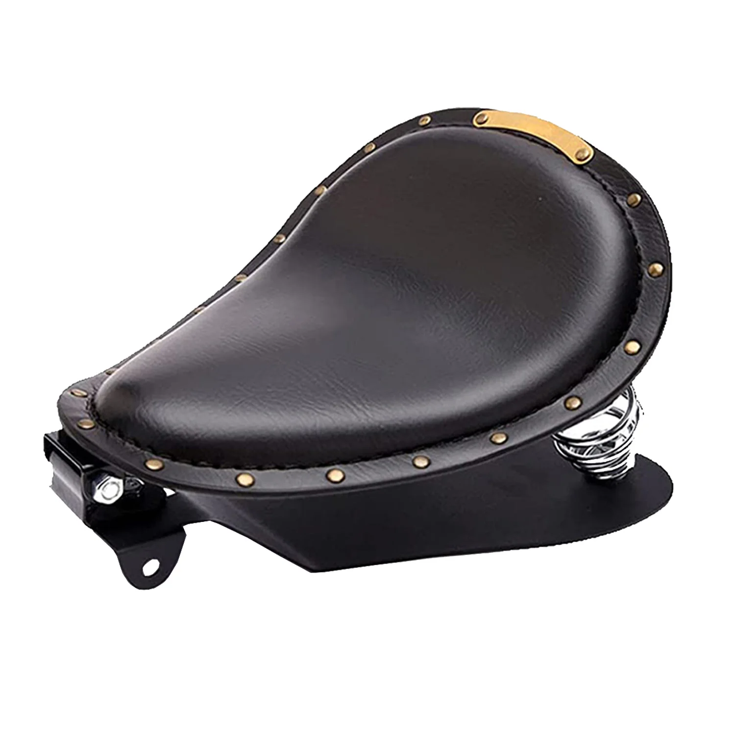 

Мотоциклетное черное сиденье с заклепками из искусственной кожи для соло + 3 дюйма пружинный кронштейн для Harley Custom Chopper Sportster Bobber Honda Yamaha Kawasaki