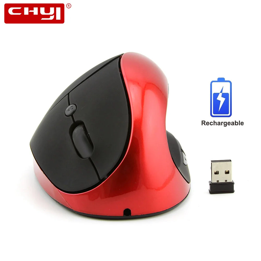 

CHYI Wireless Vertical Mouse 2.4G USB Rechargeable Mouse 1600DPI Ergonomic Gaming Mice 6 Buttons Optical Computer Mause For PC