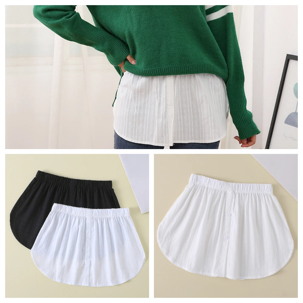 

Women Fake Shirt Tail Blouse Hem Skirt Removable Underskirt Sweater Extender Adjustable Inner Curtain Layered Extender Shirt