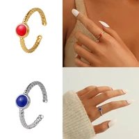 adjustable twist ring titanium steel gold plated oil dripping round bean opening simplicity ring rock party jewelry gift