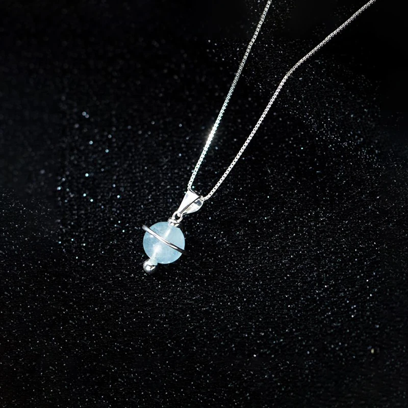 Цепь MEETSOFT из стерлингового серебра 925 пробы с кристаллом планеты земли 18 дюймов