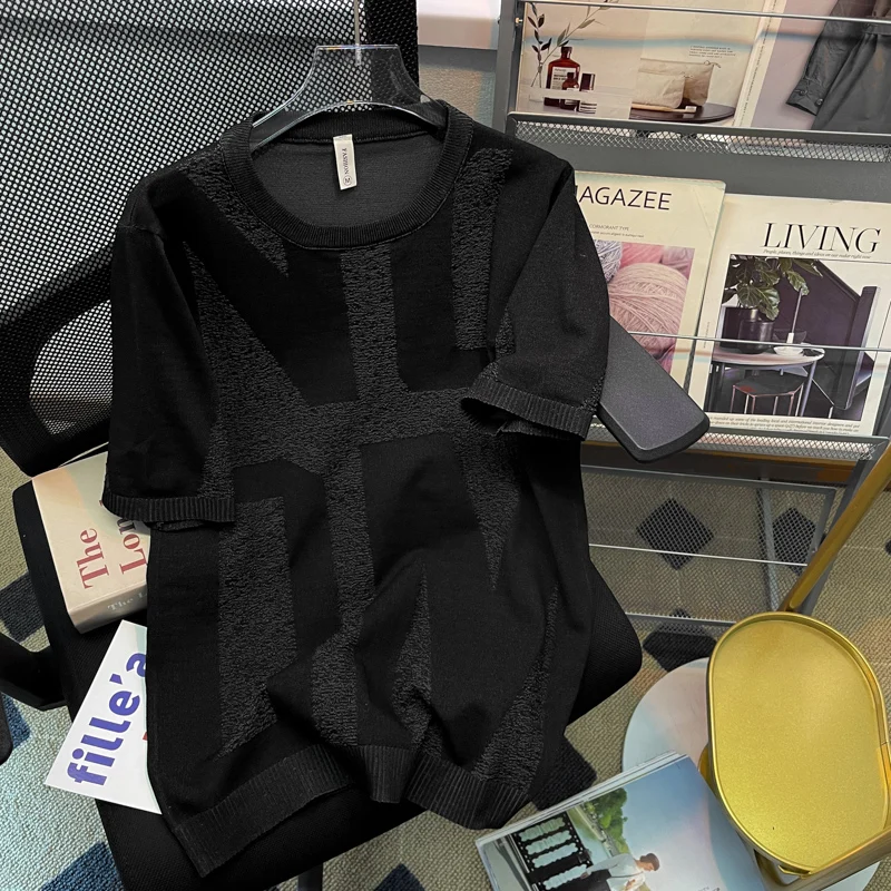 

Japanese short-sleeved sweater T-shirt Men's T-shirt Summer loose personality color matching original style