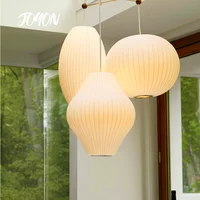 Handmade White Fabric Lantern Shade Pendant Light Hanging LED Ceiling Lamp Living Room Dining Room Bar Lustre Chandelier Fixture