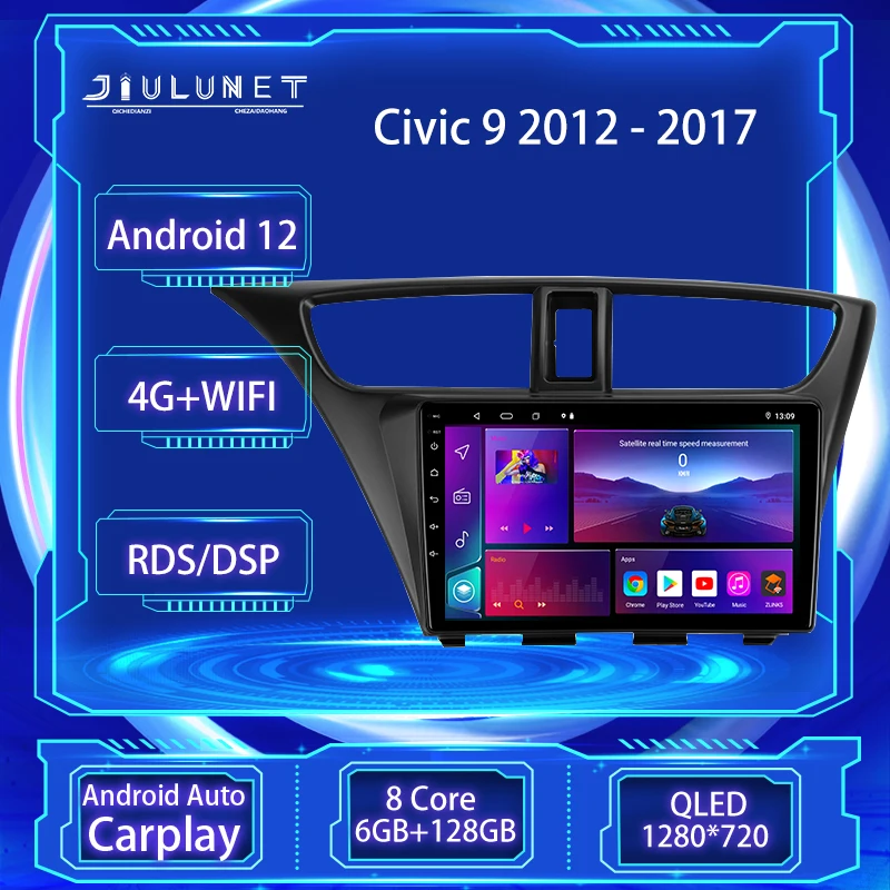 

JIULUNET 8-ядерный автомобильный радиоприемник Android 12 для Honda Civic 9 FK FB 2012 - 2017 мультимедийный плеер навигация беспроводной Carplay авто