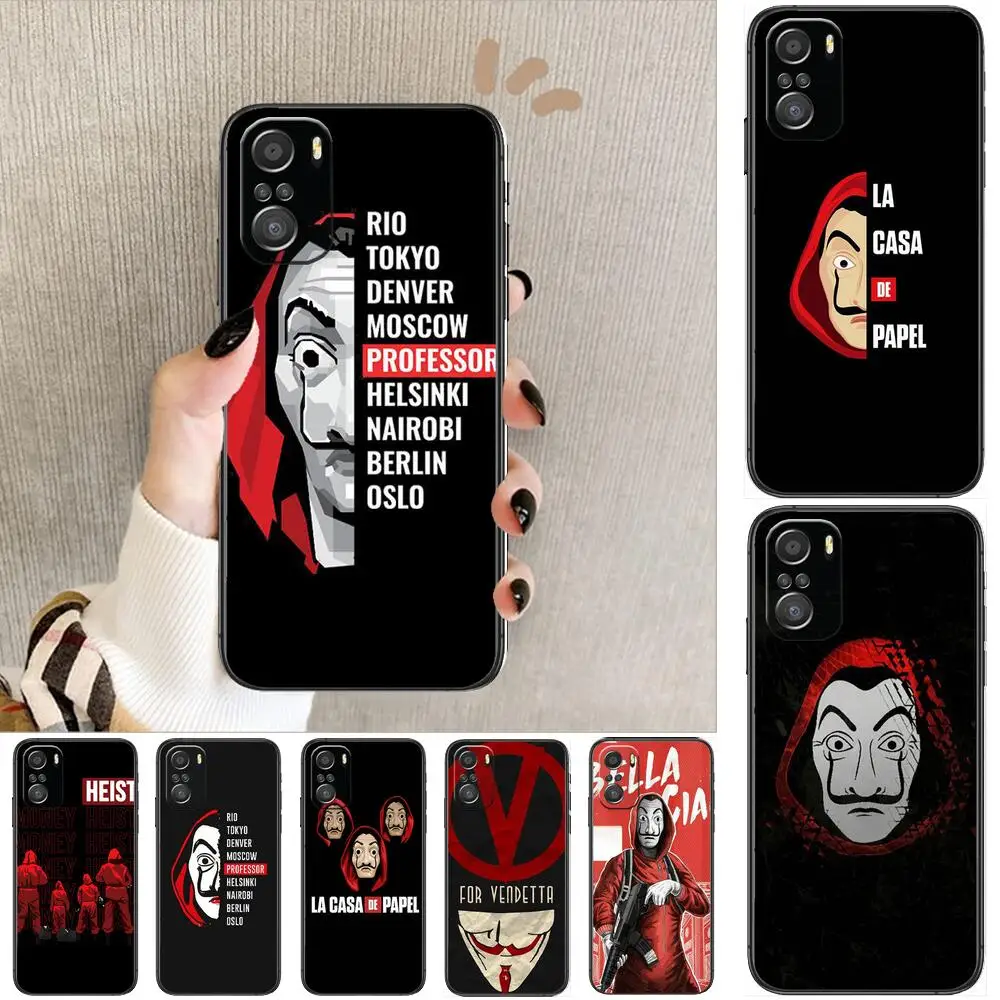

TV lacasadepapel Phone Case For xiaomi mi 11 Lite pro Ultra 10s 9 8 MIX 4 FOLD 10T 5g Black Cover Silicone Back Prett