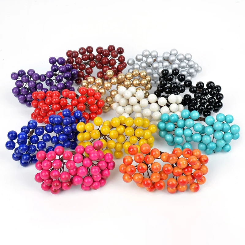 

50Pcs Xmas Forest Simulation Pearl Berry Botany Wedding DIY Handmade Material Accessories Christmas Tree Wreath Home Decorations