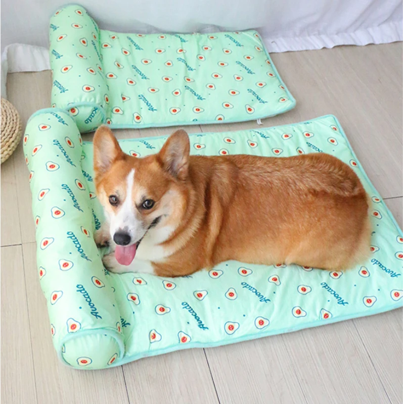 

Pet Cooling Mat Summer Cat Dog Breathable Ice Pad Sofa For Small Medium Dogs Pets Cooling Sleep Mats With Pillow Pet Supplies