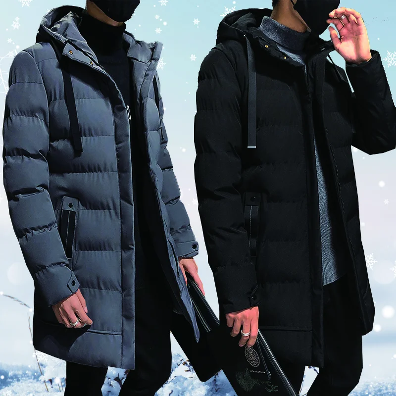 

Зимние мужские куртки, теплая Толстая парка с капюшоном, пальто, хлопковая куртка, Мужская повседневная верхняя одежда, Мужская ветрозащитн...