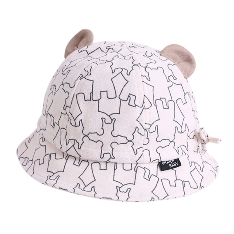 

N80C Baby Fisherman Hat Wide Brimmed Bucket Hat for Toddler Girls Boy Sun-proof Infant Bear Hat Floppy Cap Baby Accessories