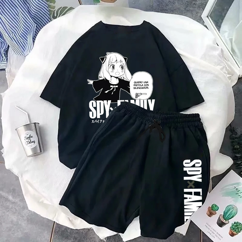 Anime Spy X Family T-shir Shorts Tracksuit Men Casual Harajuku  T-shirt Sets Mens Anime Tracksuits Men Clothing