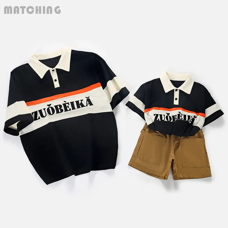 

Family Matching Clothing Set Daddy Mom And Son Daughter Summer Outfits 2022 Children's Polo Shirts+Shorts Two Piece Clothes Suit