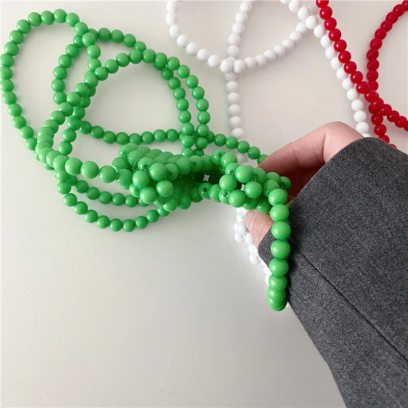 Handmade Mini Heart Shape Beads Women Crossbody Bags Delicate Purse for Girls High Quality Handbag Purse Pouch Red Black Green