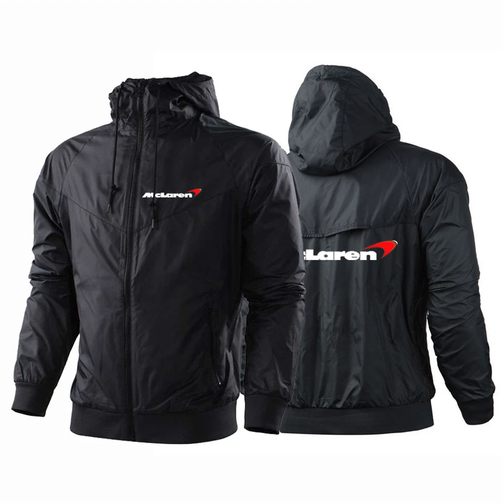

McLaren Logo Printed 2023 Autumn New Men's Splicing Windbreaker Comfortable Slim Fit Sports Zipper Jacket Harajuku Hoodies Coat