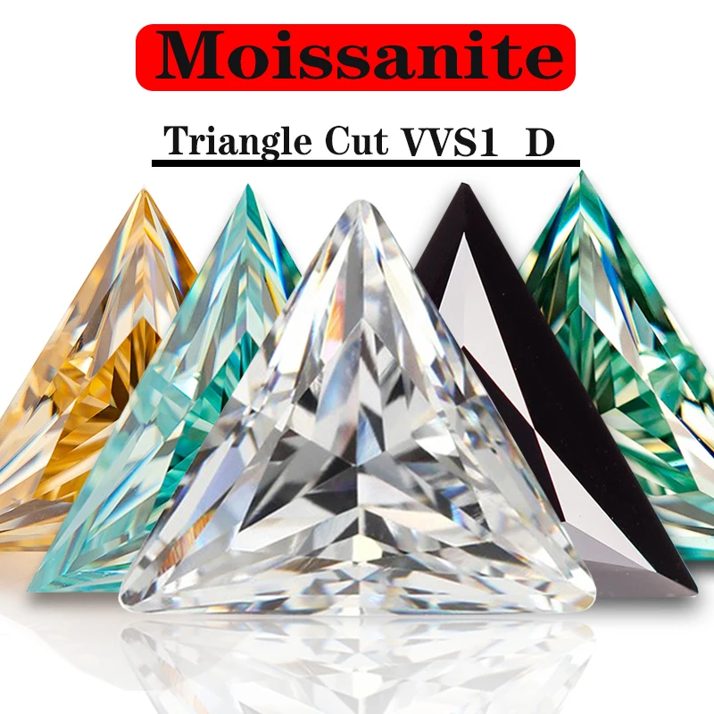 

Moissanite White D Color Excellent Triangle Manual Cutting VVS1 Loose Diamond Pass Tester Gems Stone For Jewelry Making