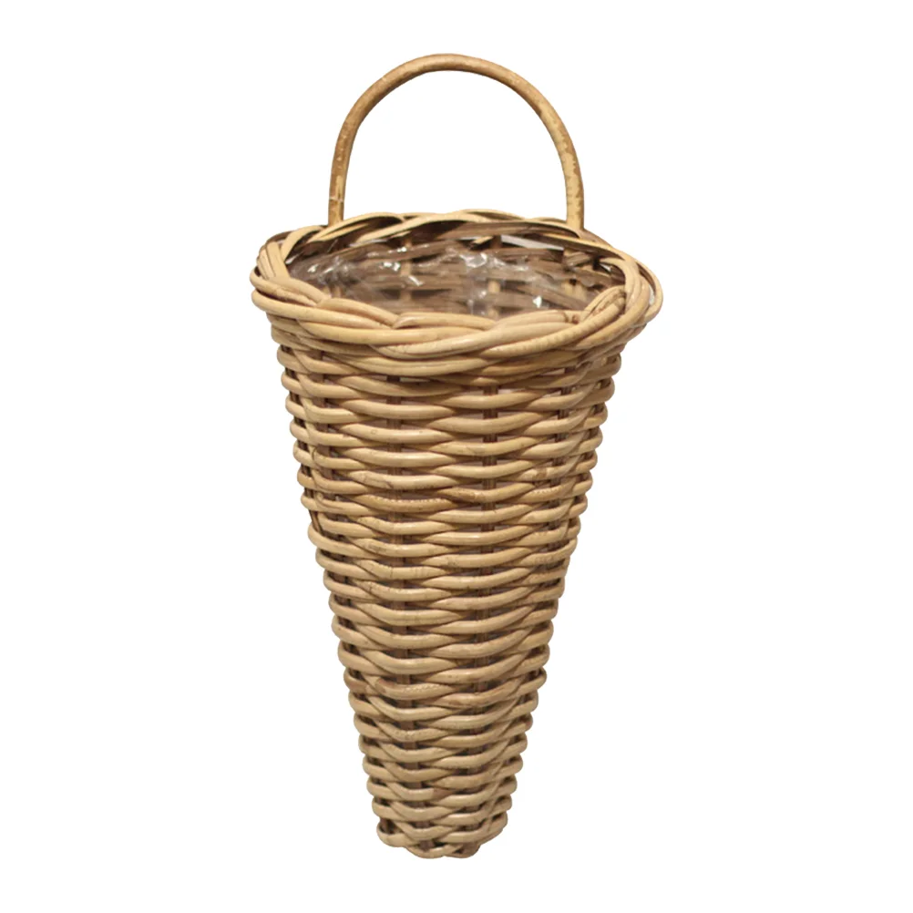 

1Pc Hanging Flower Basket Decorative DIY Storage Basket Rattan Woven Adornment