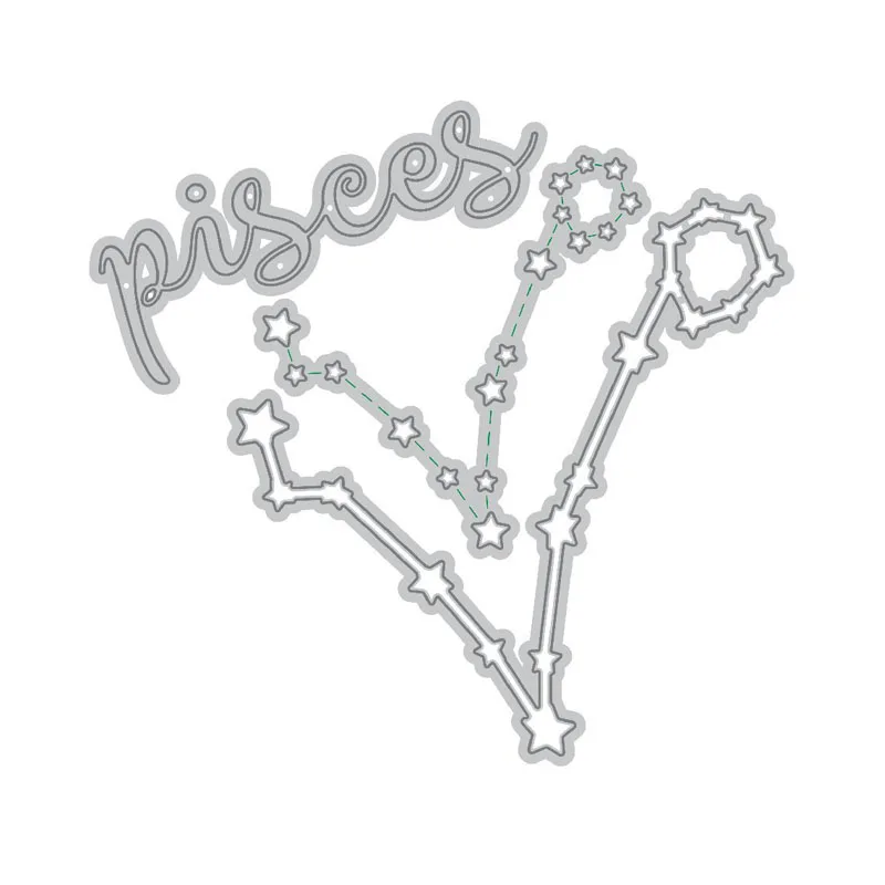 

Pisces Zodiac Metal Cutting Die Stencil Scrapbook Album For Gift Card Making Handcrafts For Decortion New 2022