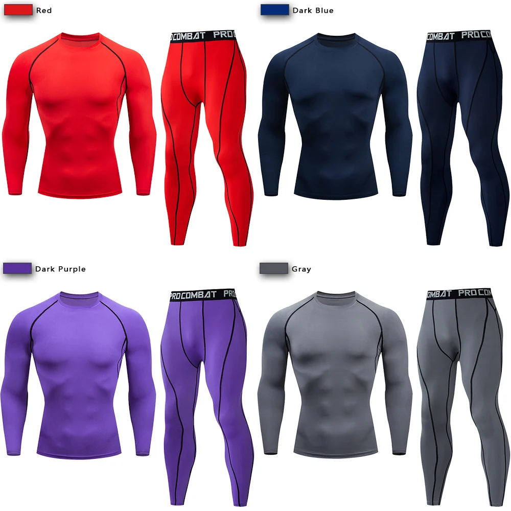 Men's Compression Sportswear Suit GYM Tight Clothes Yoga Sets Workout Jogging MMA Fitness Clothing Tracksuit Pants Sporting