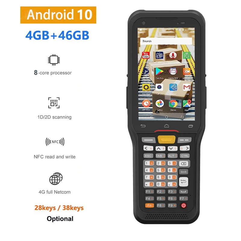 

Android Barcode Scanner Terminal 4 inch keys Touch Screen PDA Handheld Data Collector 4G NFC Zebra Scanner 1D/2D Reader