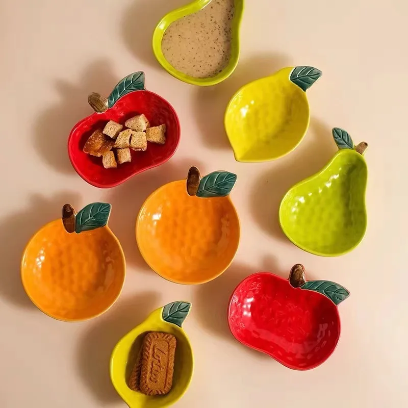 

Ceramic Fruit Shape Sauce Dish Seasoning Dipping Bowl Ketchup Soy Vinegar Fruit Salad Butter Dessert Plate Tableware Decoration