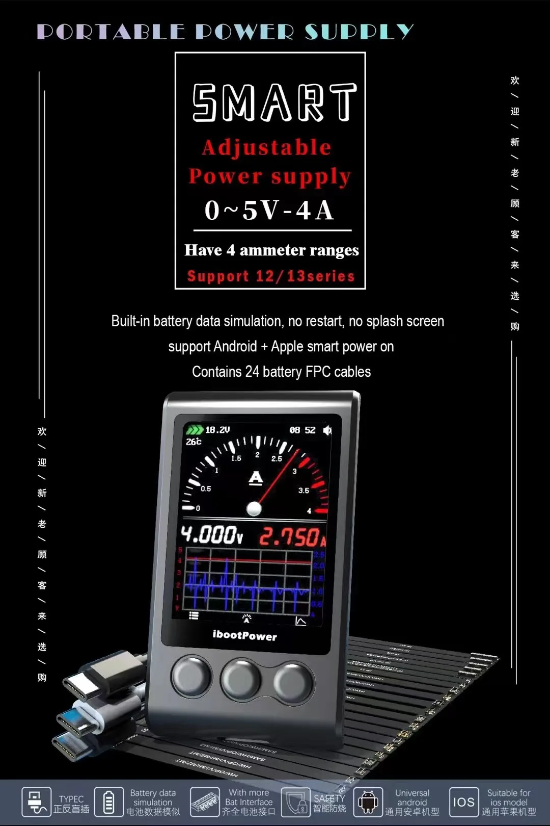 Цифровой амперметр iboopower Type-C зарядный комплект для активации аккумулятора 4 а-Ма