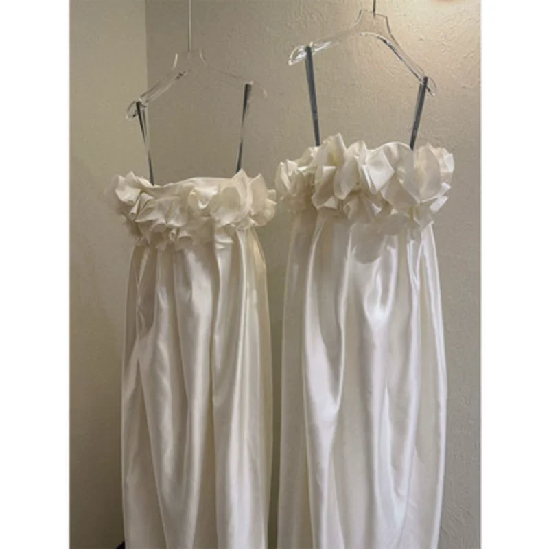 White Dress 3D Flower Tank Camis Dress for lady
