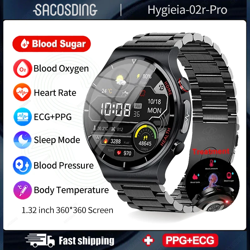 

2023 New Blood Glucose Monitor Health Smart Watch Men ECG+PPG Blood Pressure Measurement Sport Blood Glucose SmartWatch Women